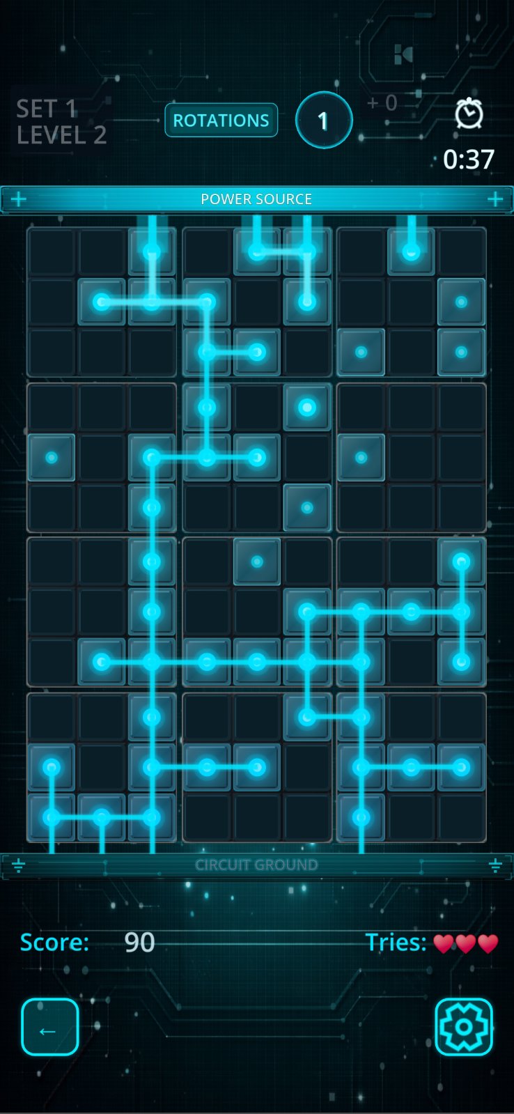 Win screen — star rating and score